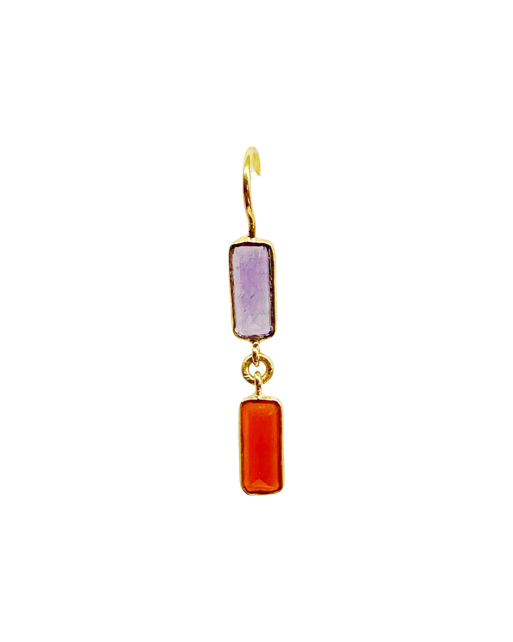Boucles d’oreille asymétriques en laiton doré et Pierre Semi-Précieuse D12
