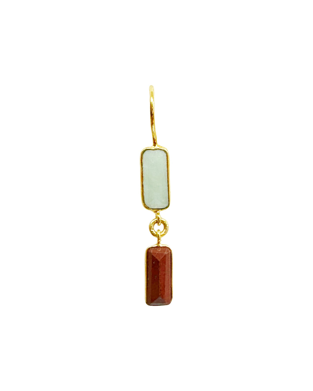 Boucles d’oreille asymétriques en laiton doré et Pierre Semi-Précieuse D14