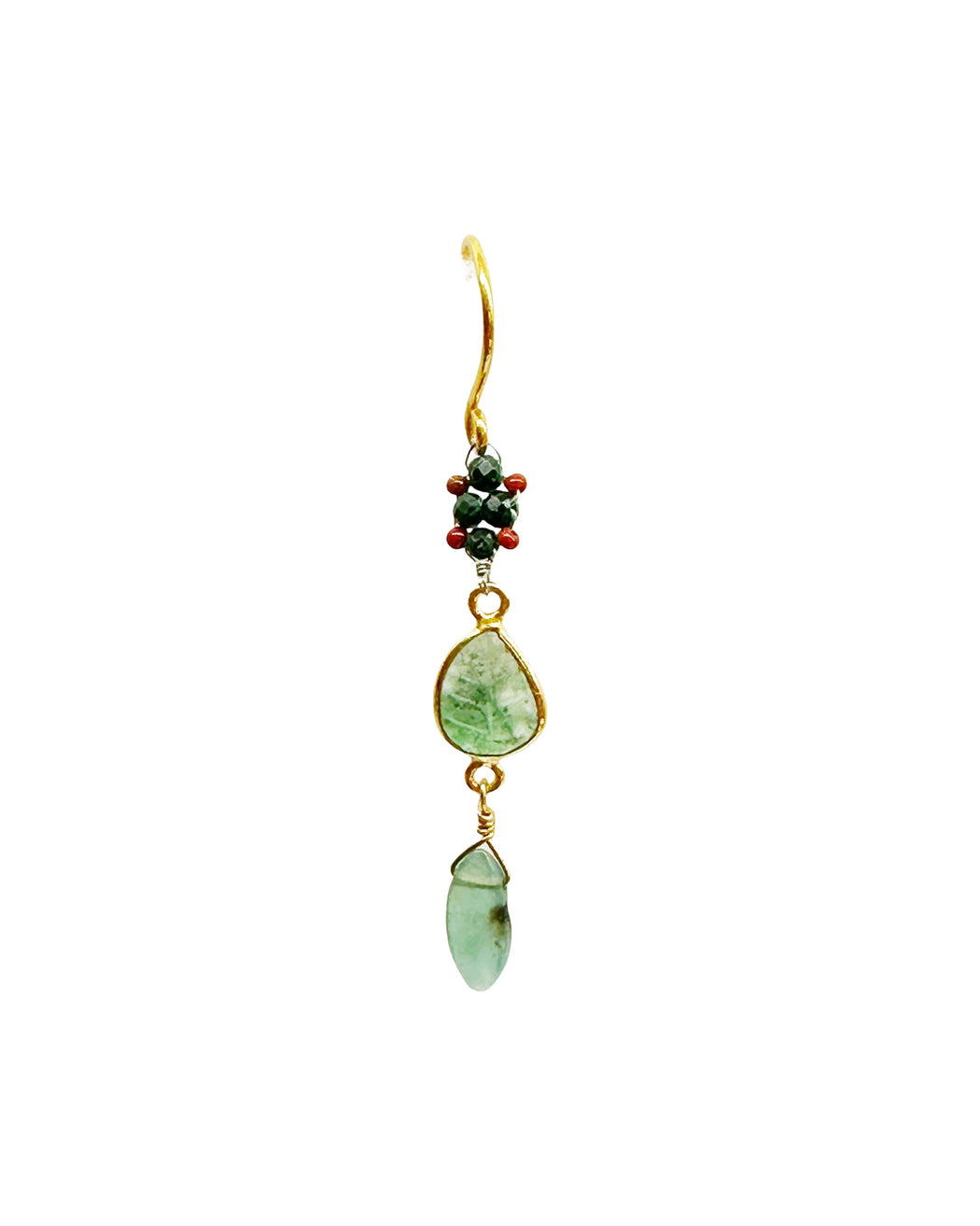 Boucles d’oreille asymétriques en laiton doré et Pierre Semi-Précieuse D11