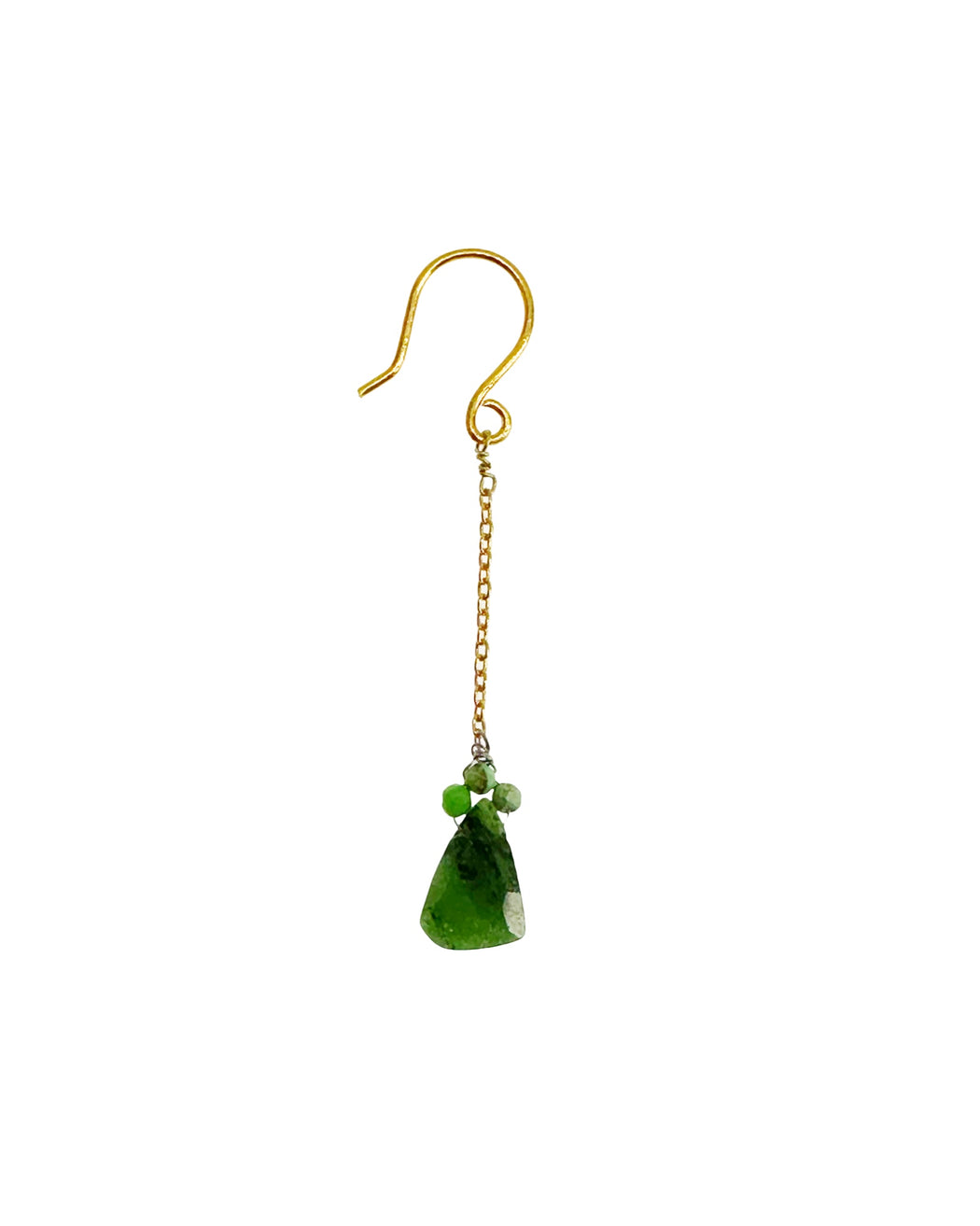 Boucles d’oreille asymétriques en laiton doré et Pierre Semi-Précieuse D1