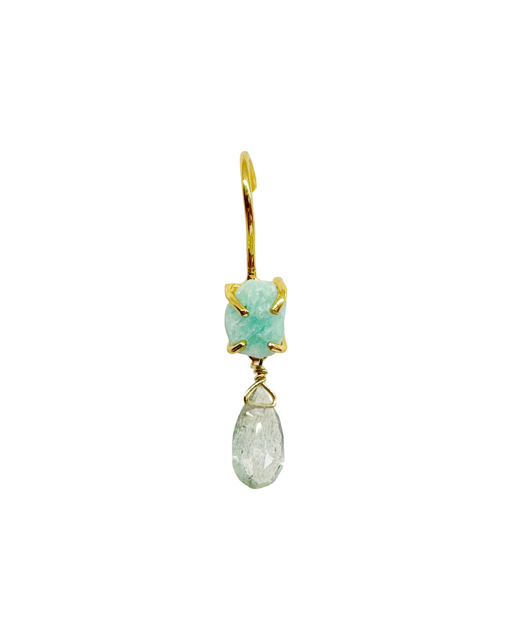Boucles d’oreille asymétriques en laiton doré et Pierre Semi-Précieuse D20