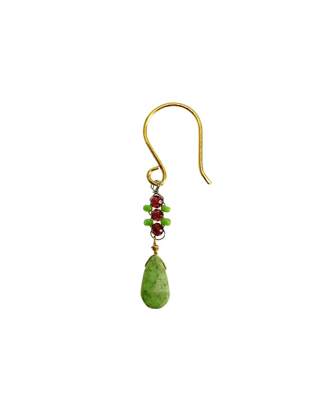 Boucles d’oreille asymétriques en laiton doré et Pierre Semi-Précieuse D2
