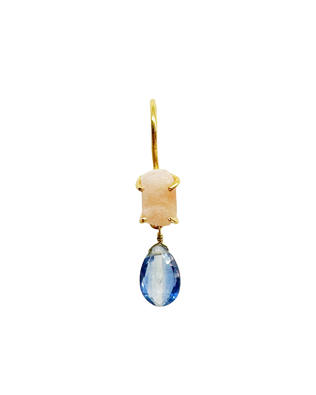 Boucles d’oreille asymétriques en laiton doré et Pierre Semi-Précieuse D19