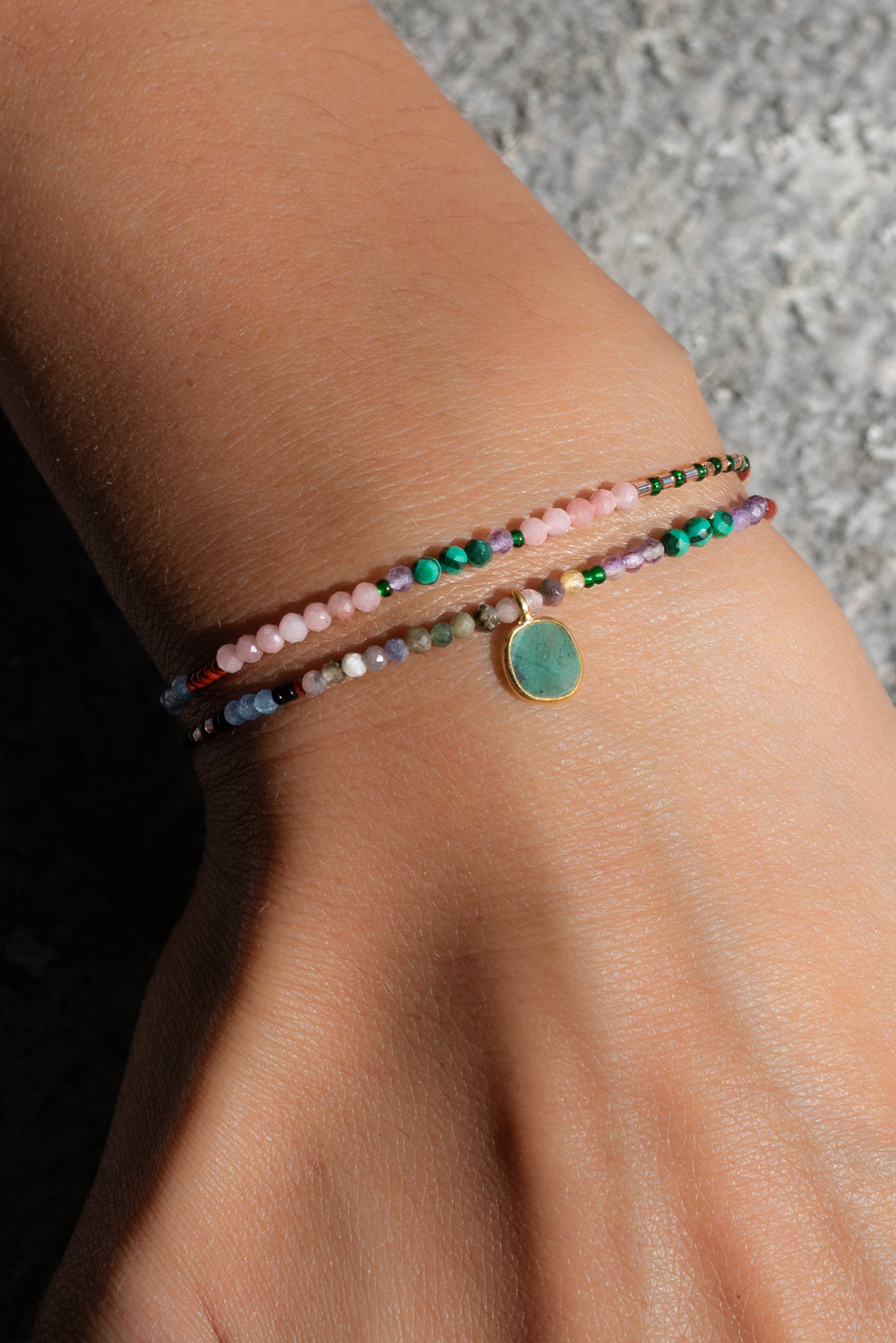 Bracelet en Laiton Doré et Pierre Semi-Précieuse P9