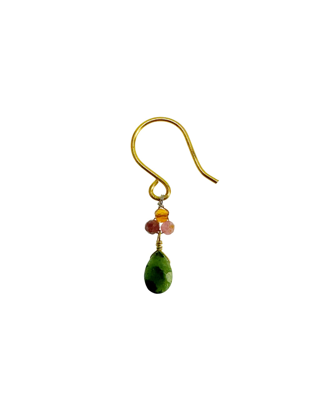 Boucles d’oreille asymétriques en laiton doré et Pierre Semi-Précieuse D3