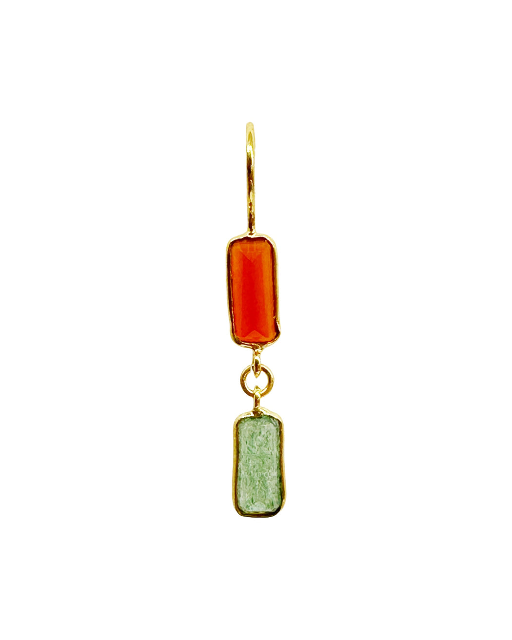 Boucles d’oreille asymétriques en laiton doré et Pierre Semi-Précieuse D12