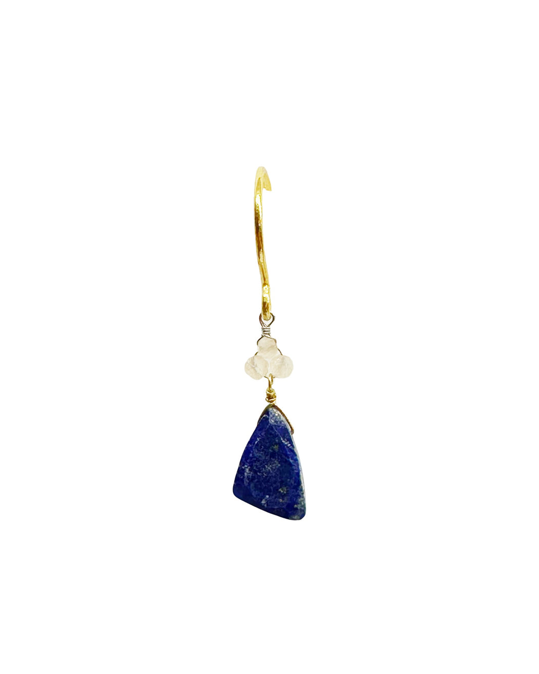 Boucles d’oreille asymétriques en laiton doré et Pierre Semi-Précieuse D19