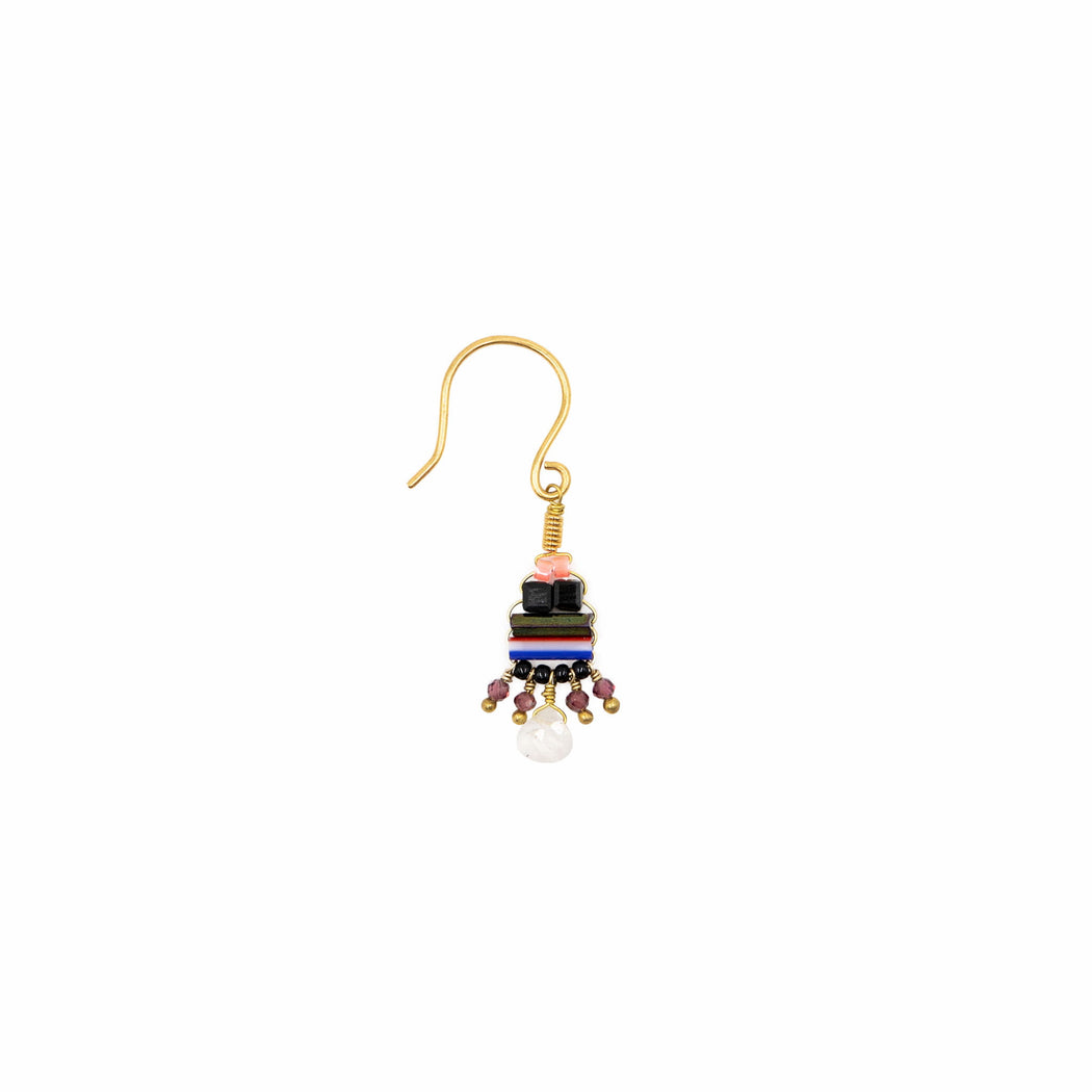 Boucles d’oreille en laiton doré et pierres BI05