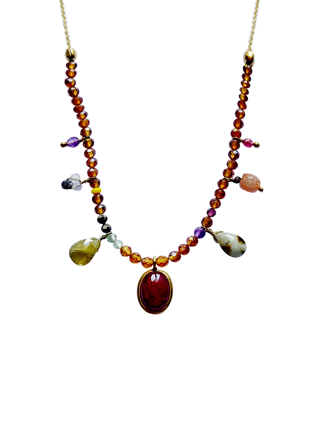 Collier en laiton doré et pierres semi-précieuses FDC164
