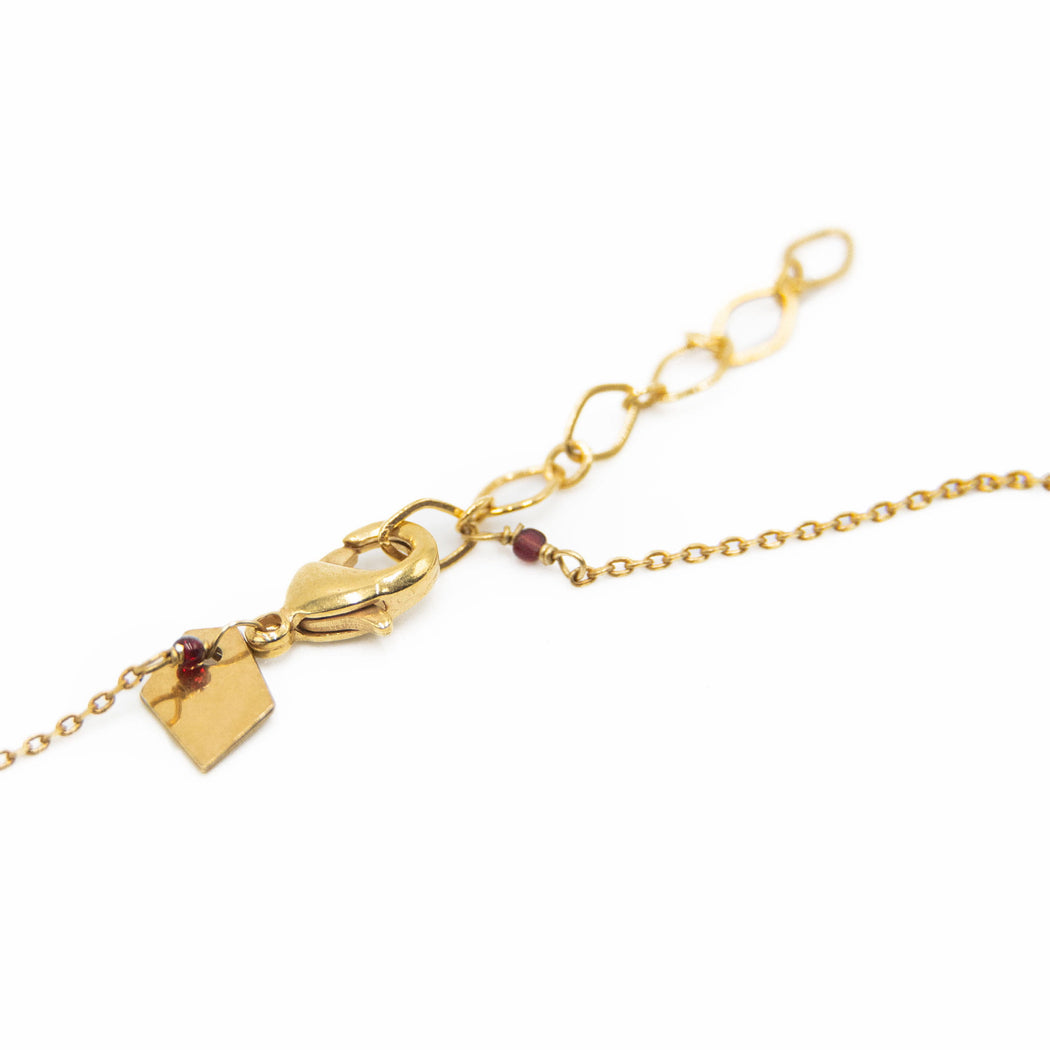 Collier Fantaisie en Laiton Doré et Pierre Semi-Précieuse FDC16