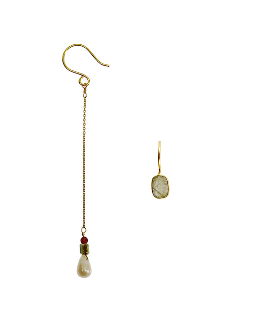 Boucle d’oreille en Laiton Doré et Pierre Semi-Précieuse ASYPERLE