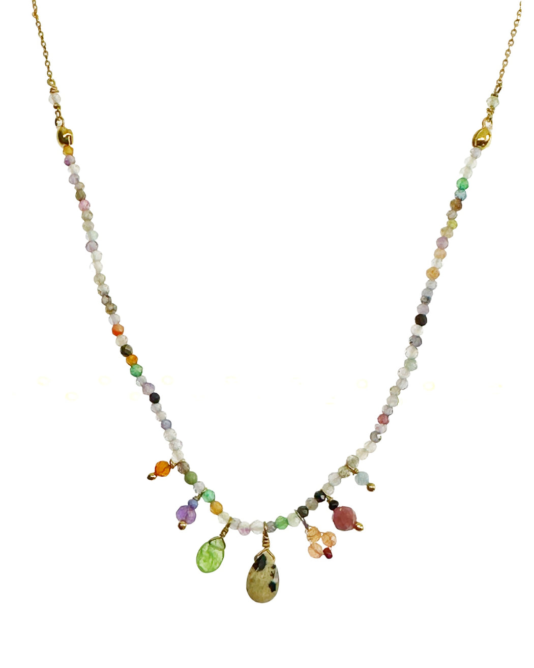 collier en Laiton Doré et Pierre Semi-Précieuse P32