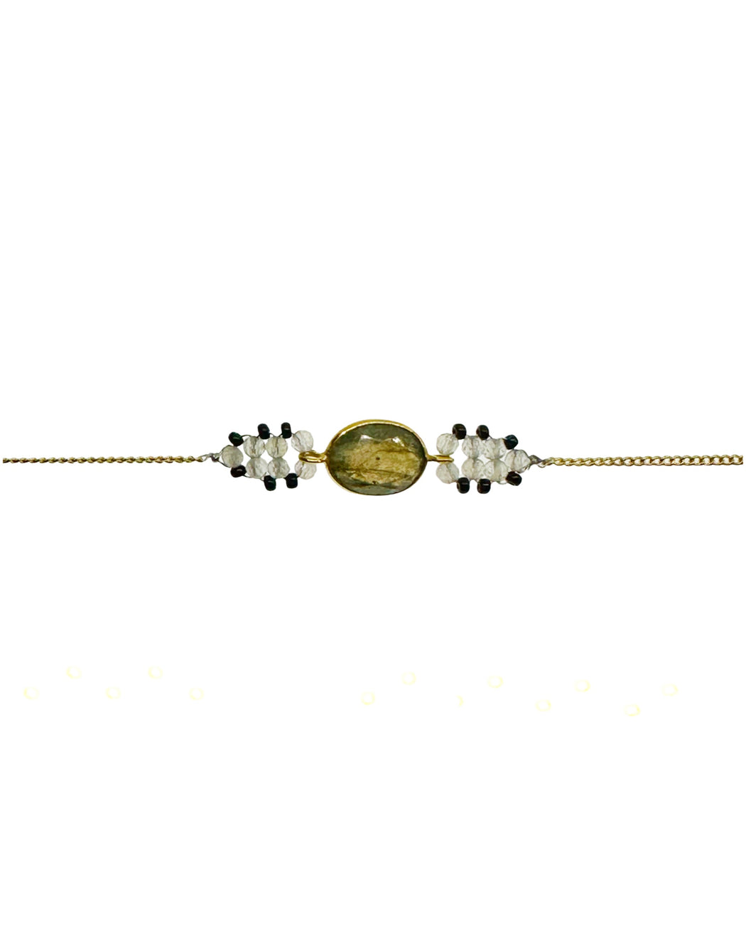 Bracelet en Laiton Doré et Pierre Semi-Précieuse P11
