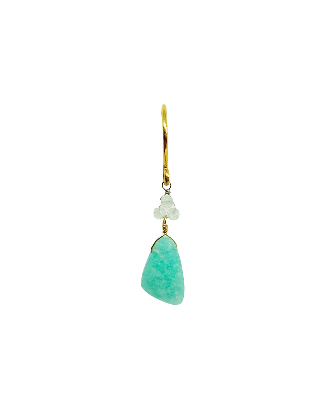 Boucles d’oreille asymétriques en laiton doré et Pierre Semi-Précieuse D20