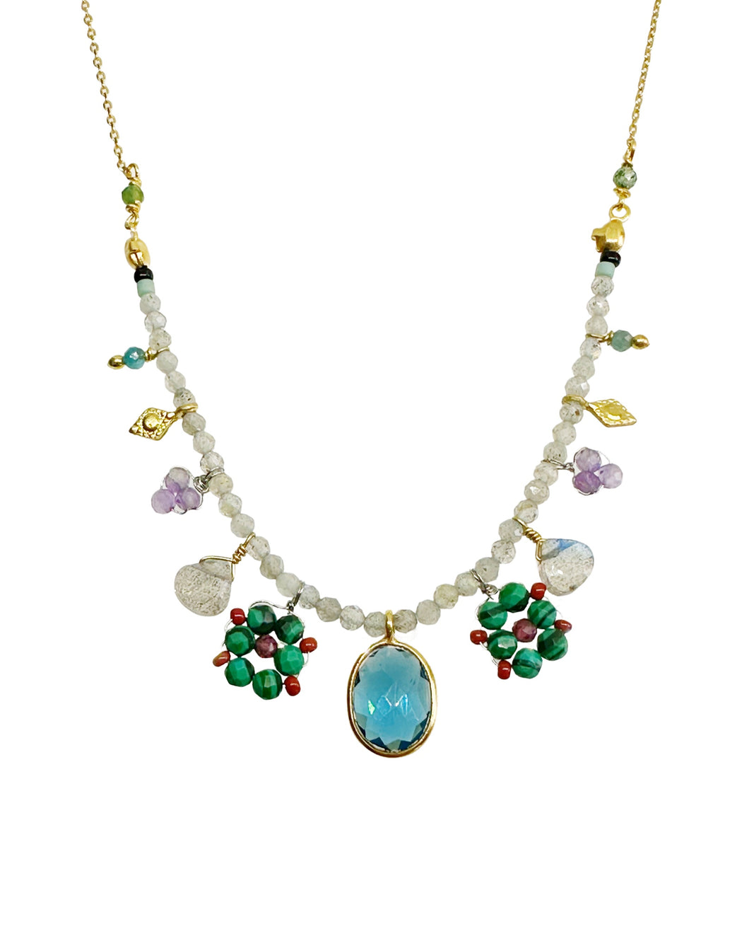 Collier en Laiton Doré et Pierre Semi-Précieuse P3