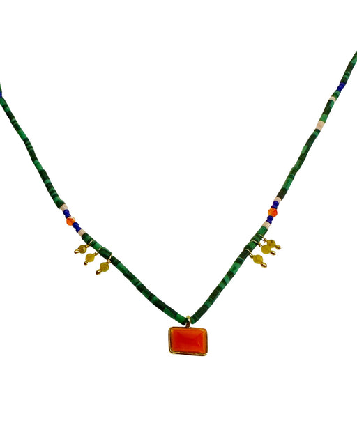 Collier en Laiton Doré et Pierre Semi-Précieuse BL8
