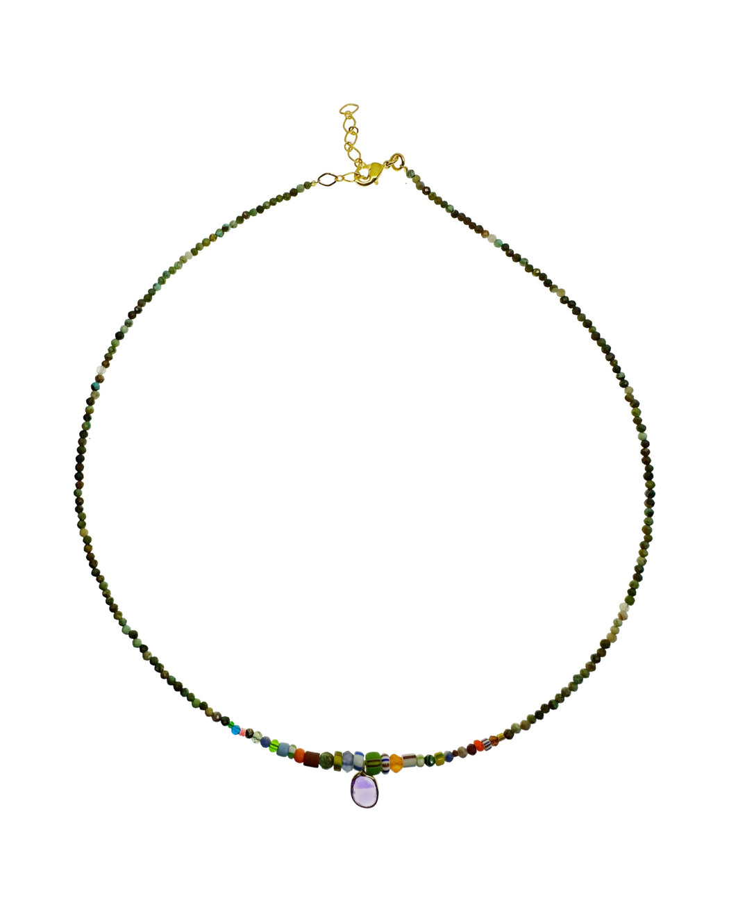 Collier en Laiton Doré et Pierre Semi-Précieuse N84