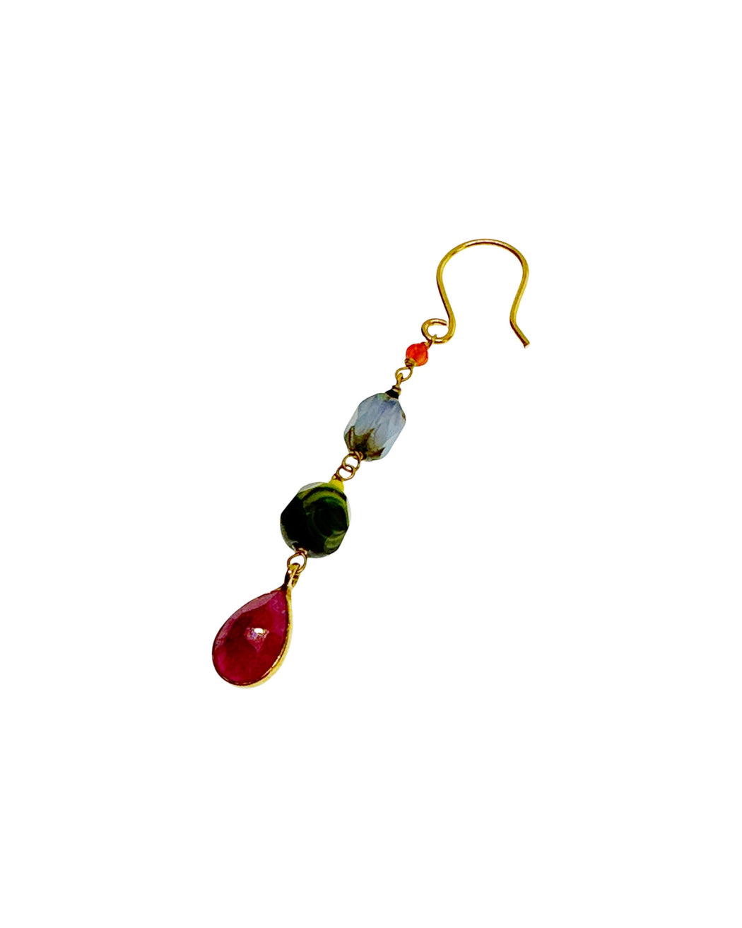 Boucle d’oreille en Laiton Doré et Pierre Semi-Précieuse FDC438