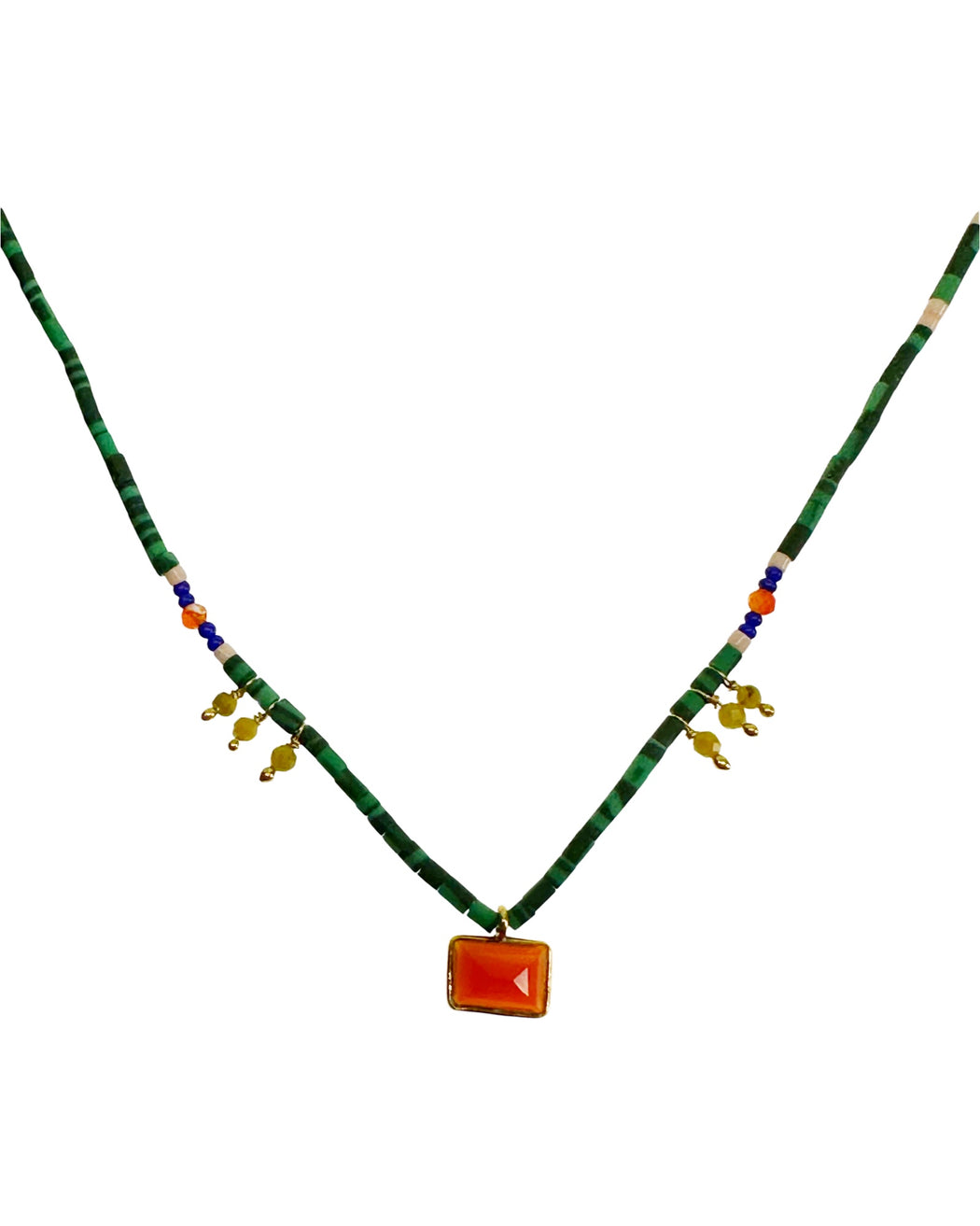 Collier en Laiton Doré et Pierre Semi-Précieuse BL8