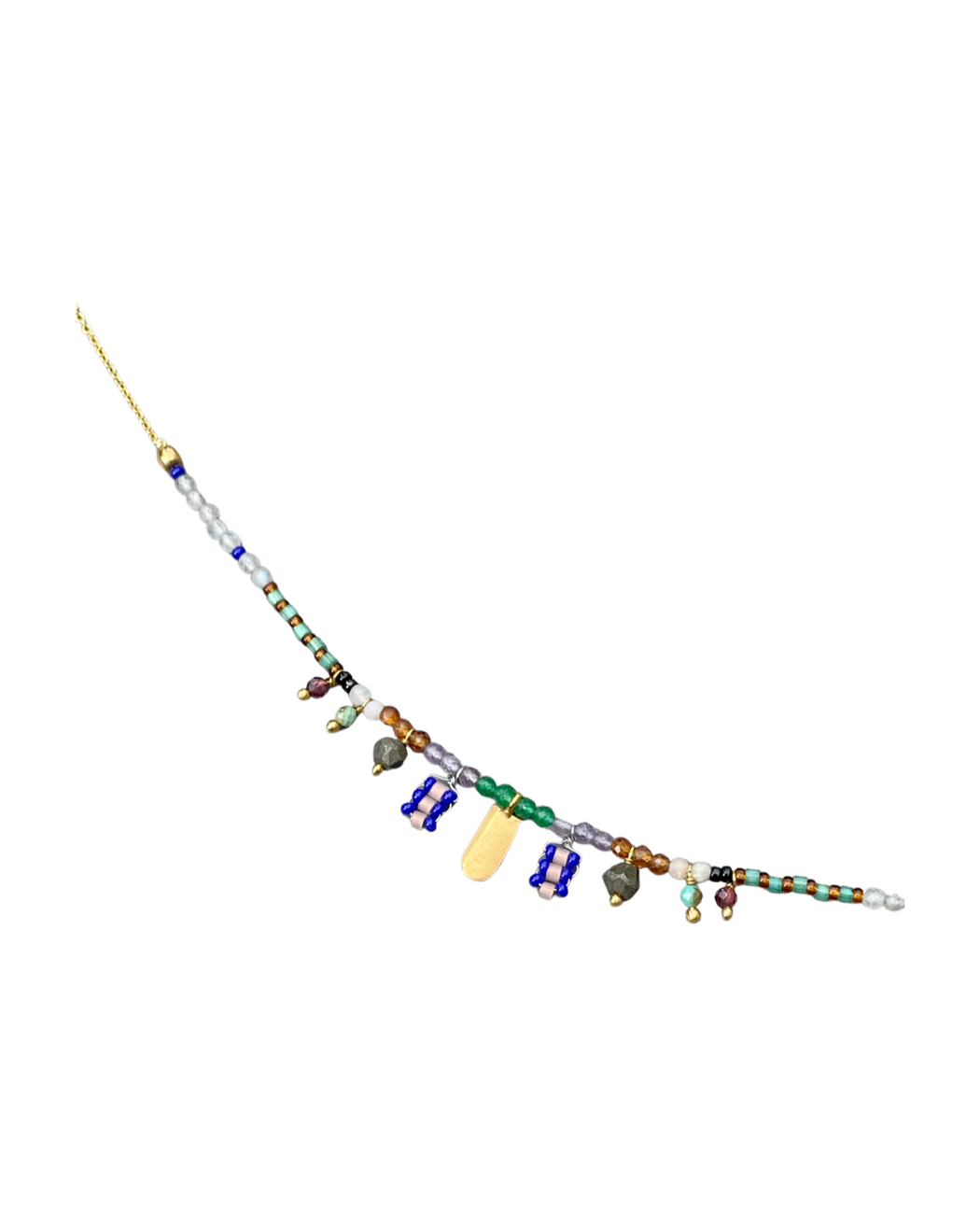 Collier en Laiton Doré et Pierre Semi-Précieuse LF87