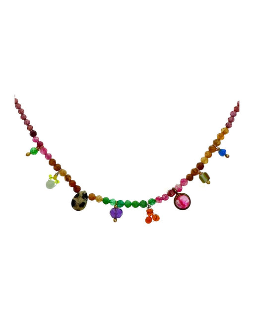 Collier en Laiton Doré et Pierre Semi-Précieuse A13C