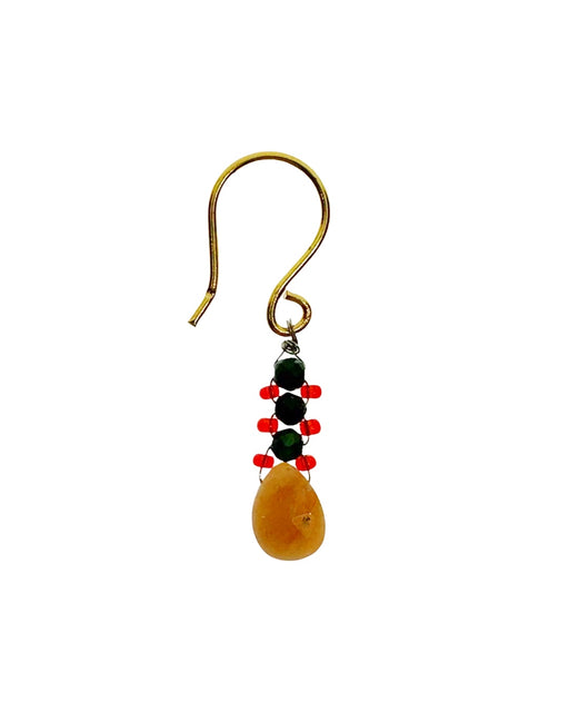 Boucles d'Oreille  en Laiton Doré et Pierre Semi-Précieuse FDC426