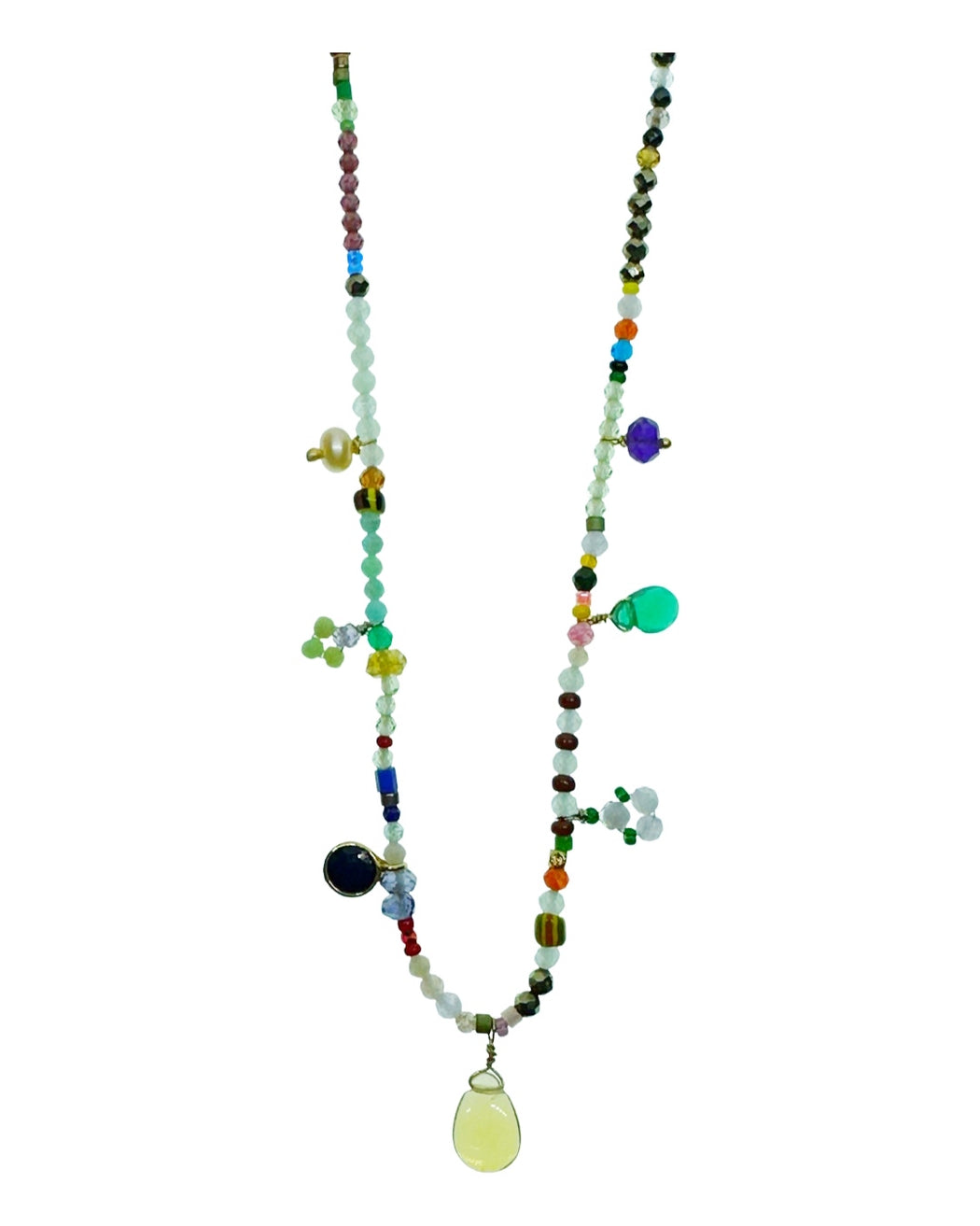 Collier en Laiton Doré et Pierre Semi-Précieuse A60
