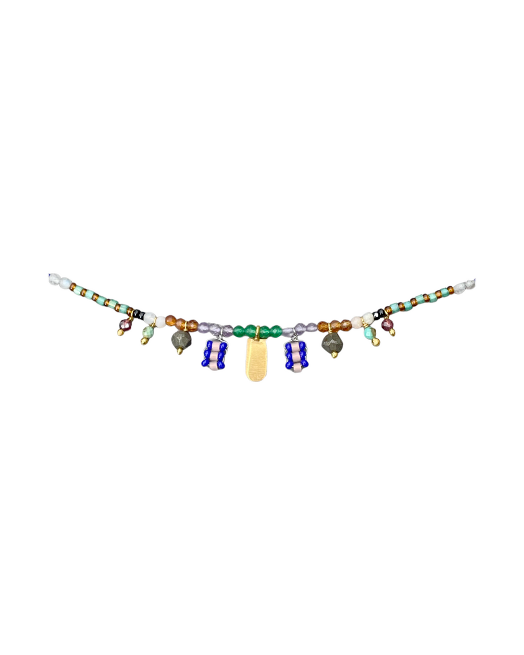 Collier en Laiton Doré et Pierre Semi-Précieuse LF87