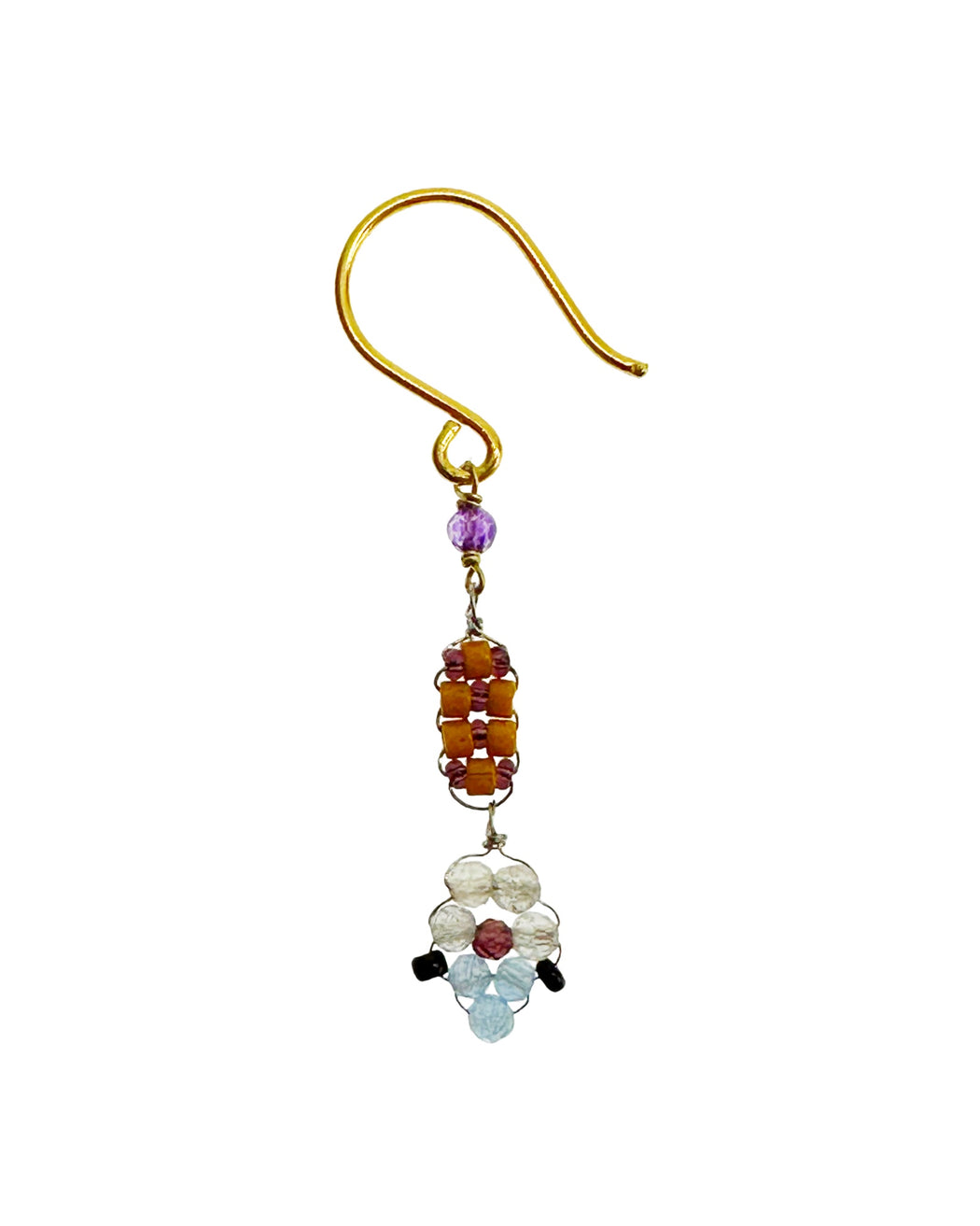 Boucles d’oreille en laiton doré et Pierre Semi-Précieuse N22