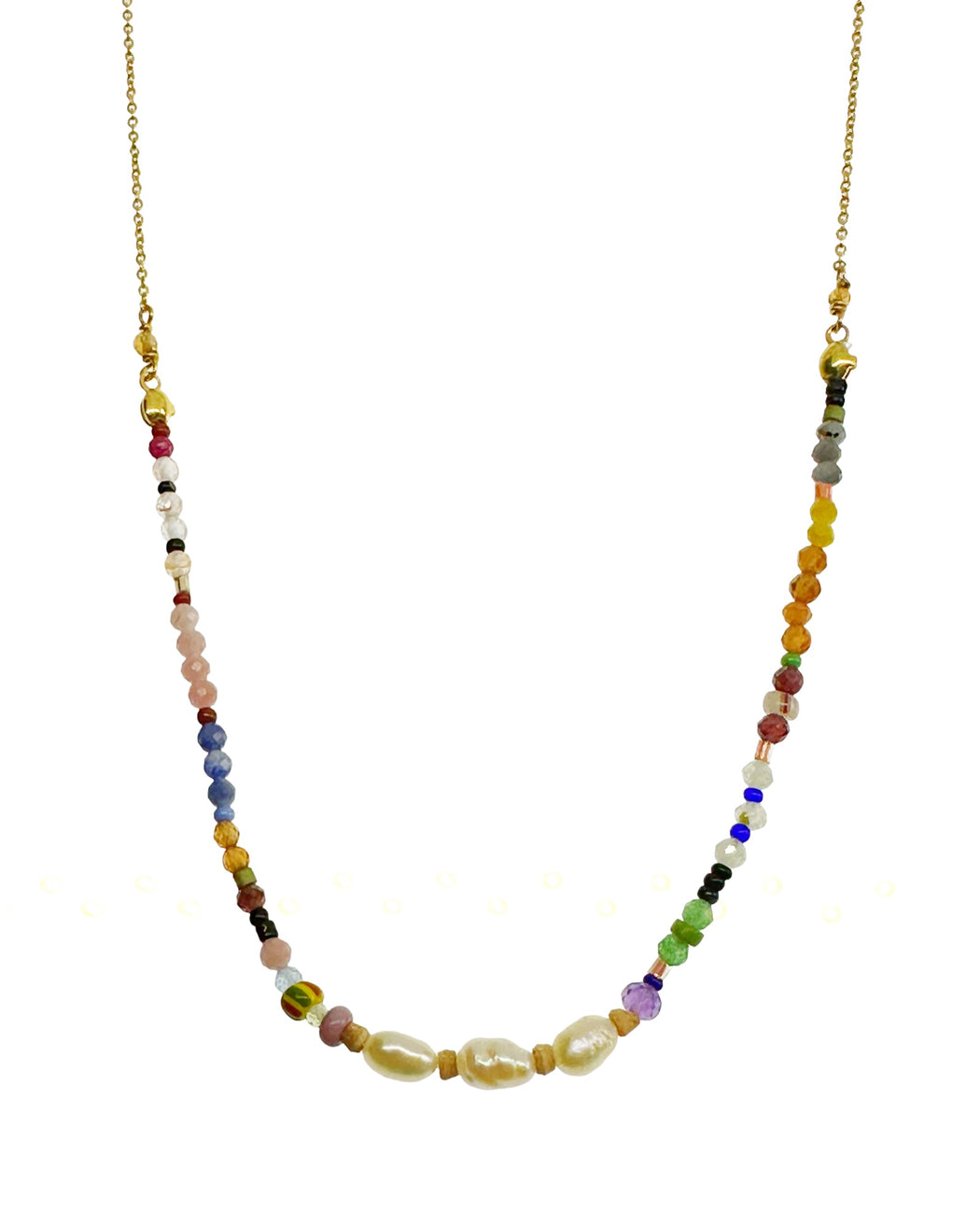 Collier en Laiton Doré et Pierre Semi-Précieuse P36