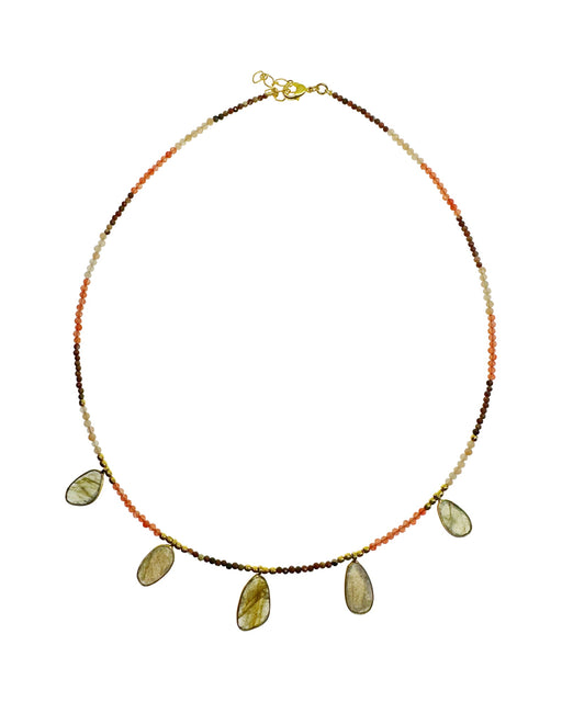 Collier en Laiton Doré et Pierre Semi-Précieuse N82