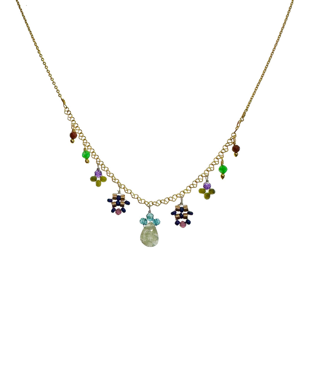 Collier en Laiton Doré et Pierre Semi-Précieuse N96