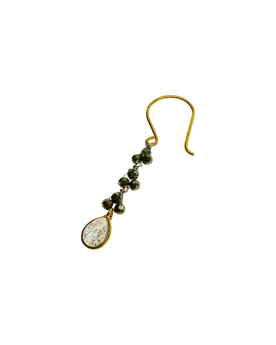 Boucle d’oreille en Laiton Doré et Pierre Semi-Précieuse LF17B