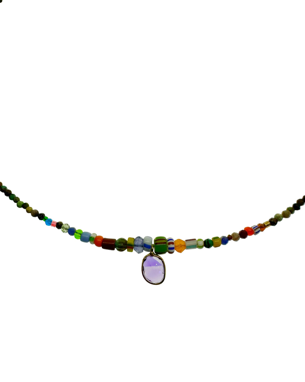 Collier en Laiton Doré et Pierre Semi-Précieuse N84