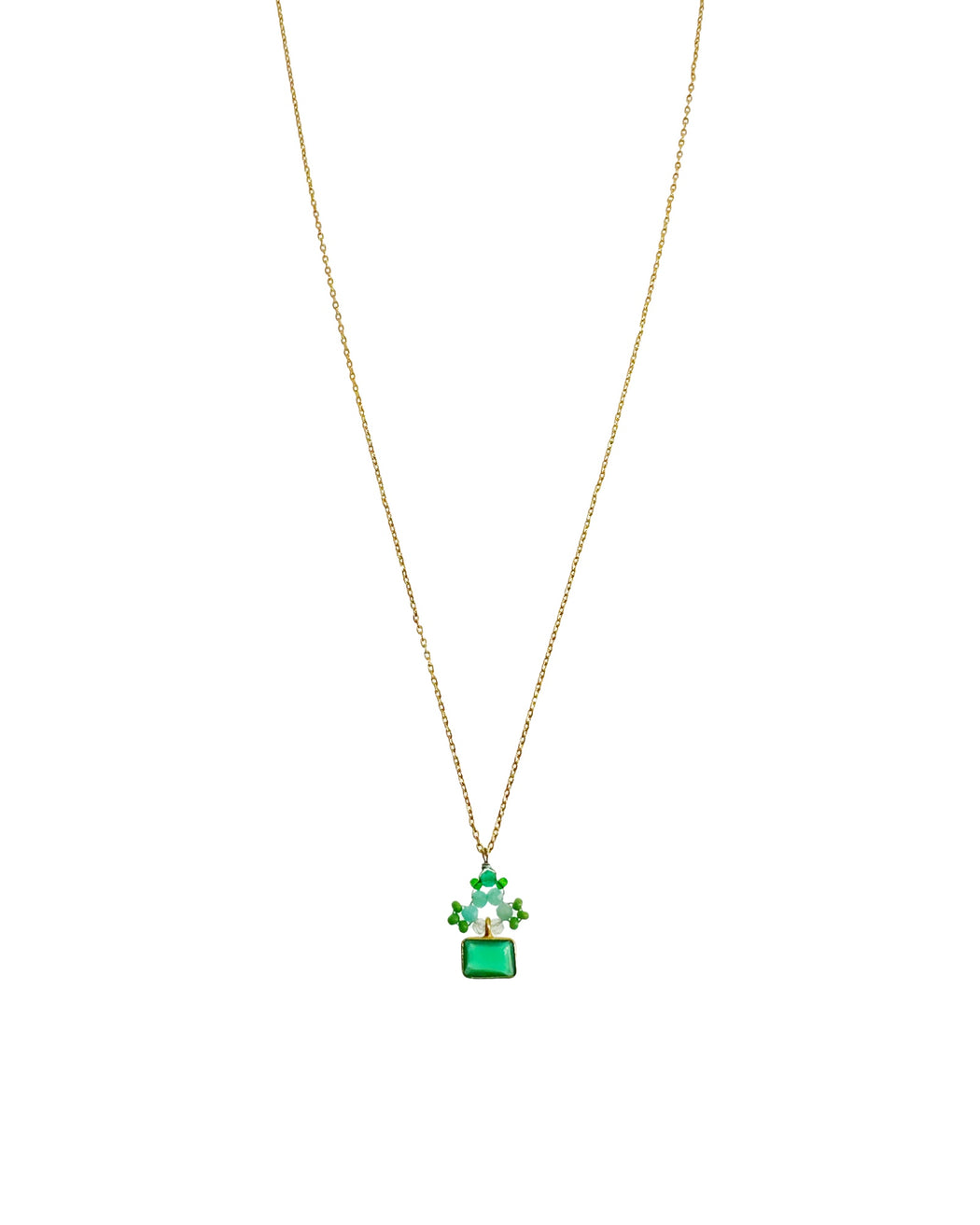 Collier en Laiton Doré et Pierre Semi-Précieuse P47