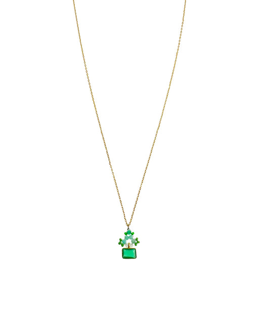 Collier en Laiton Doré et Pierre Semi-Précieuse P47