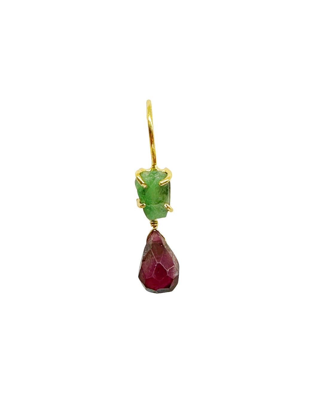 Boucles d’oreille asymétriques en laiton doré et Pierre Semi-Précieuse D21