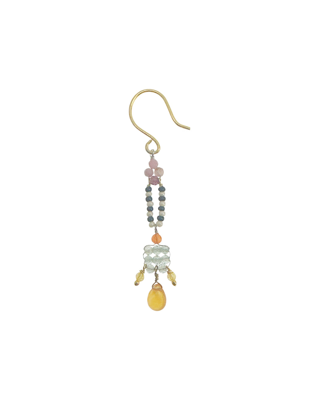 Boucles d’oreille en Laiton Doré et Pierre Semi-Précieuse  Z19