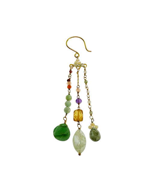 Boucles d'Oreille  en Laiton Doré et Pierre Semi-Précieuse A38 main image 1
