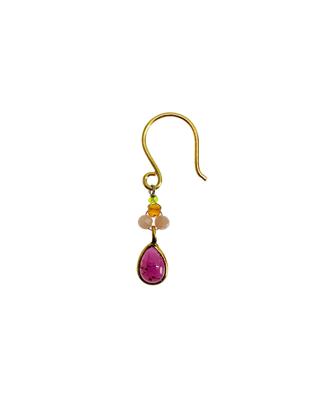 Boucles d’oreille asymétriques en laiton doré et Pierre Semi-Précieuse D6