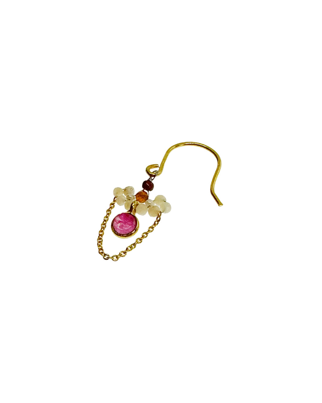 Boucle d’oreille en Laiton Doré et Pierre Semi-Précieuse FDC145