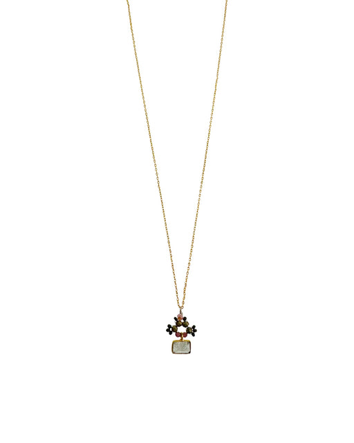 Collier en Laiton Doré et Pierre Semi-Précieuse P48