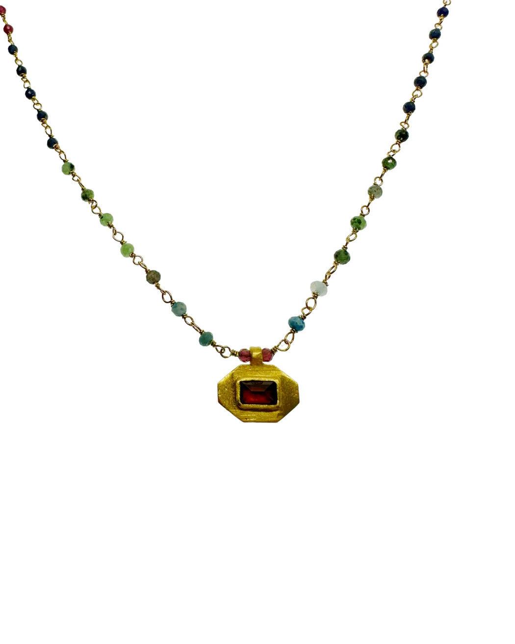 Collier en Laiton Doré et Pierre Semi-Précieuse N89