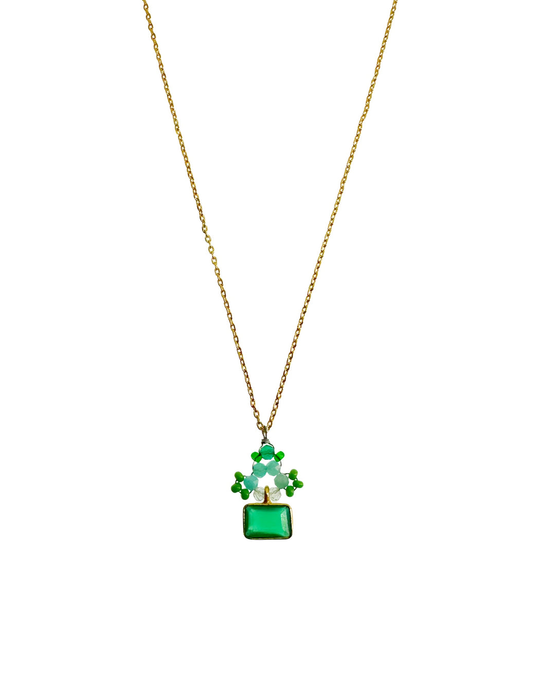 Collier en Laiton Doré et Pierre Semi-Précieuse P47