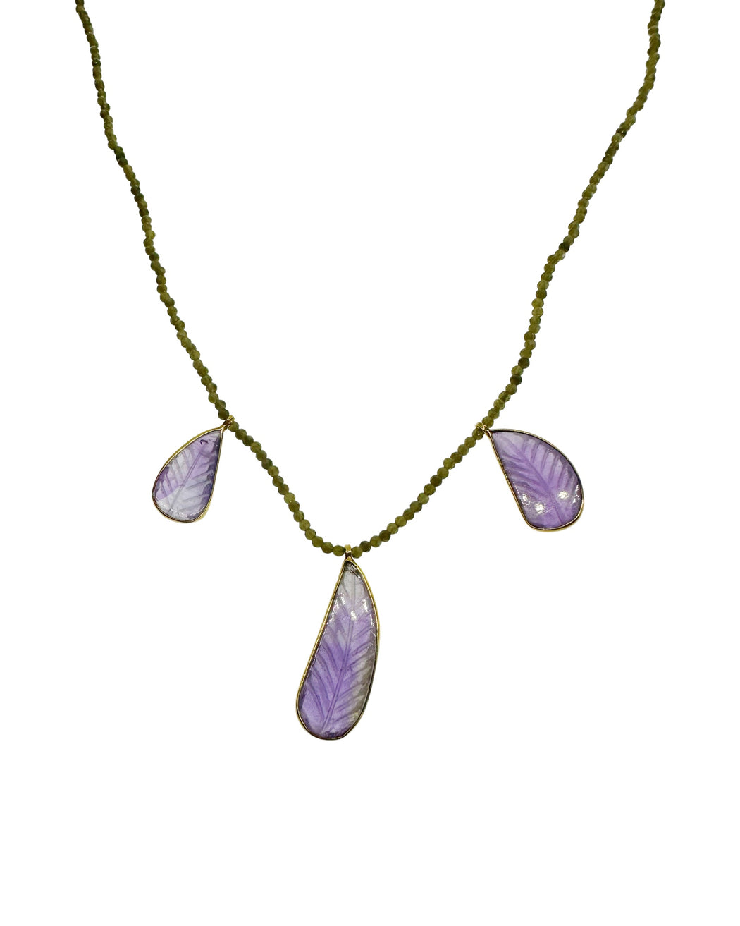 Collier en Laiton Doré et Pierre Semi-Précieuse N80