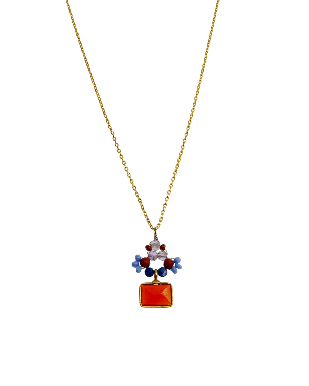 Collier en Laiton Doré et Pierre Semi-Précieuse P46