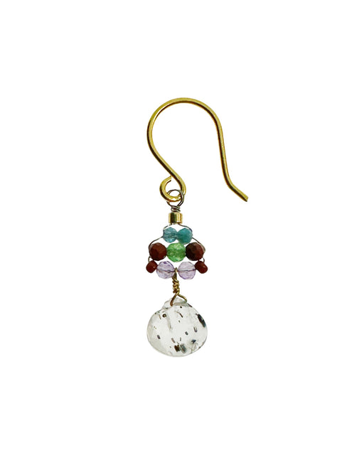 Boucle d’oreille en Laiton Doré et Pierre Semi-Précieuse P25