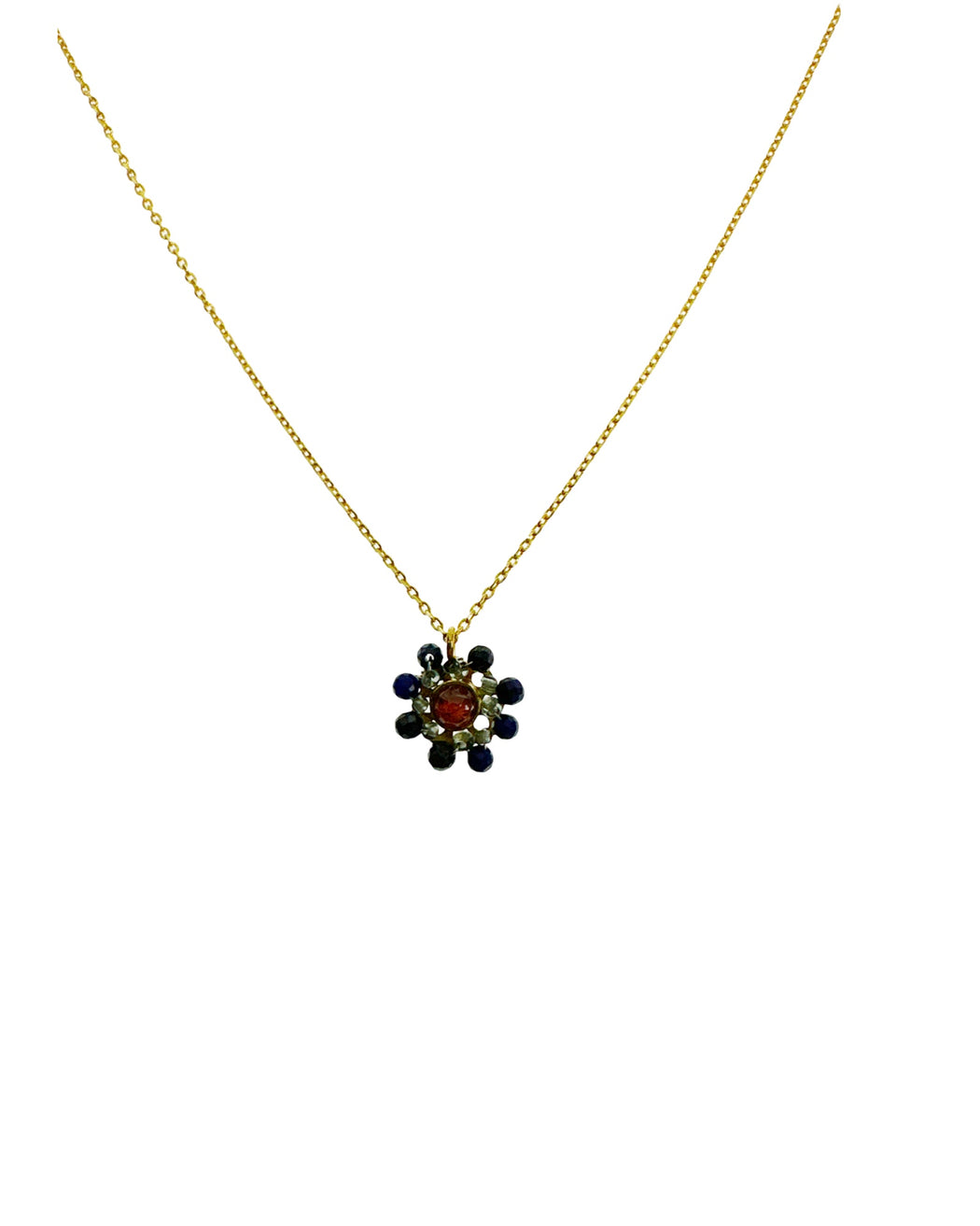 Collier en Laiton Doré et Pierre Semi-Précieuse LF41B