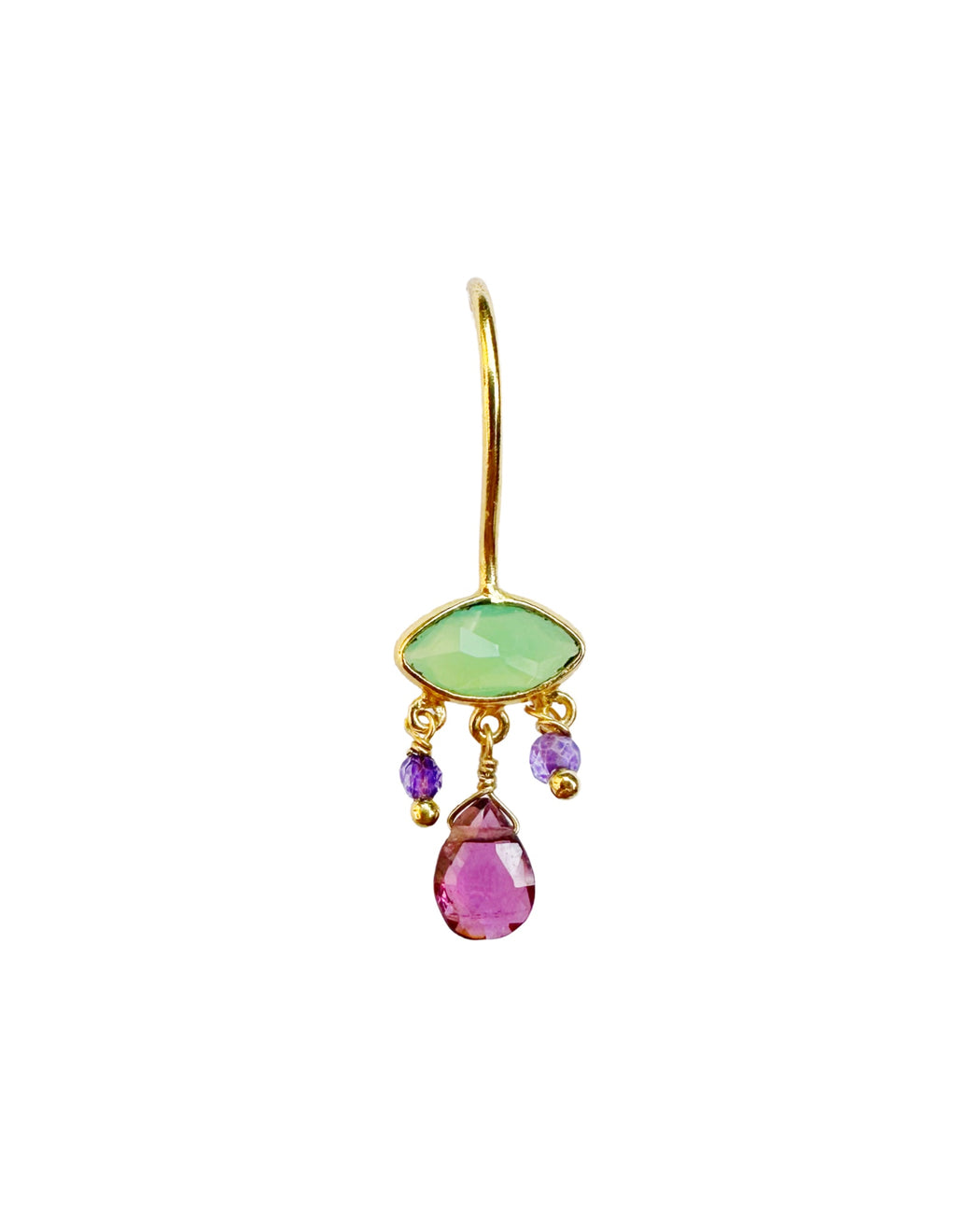 Boucle d’oreille en Laiton Doré et Pierre Semi-Précieuse P50