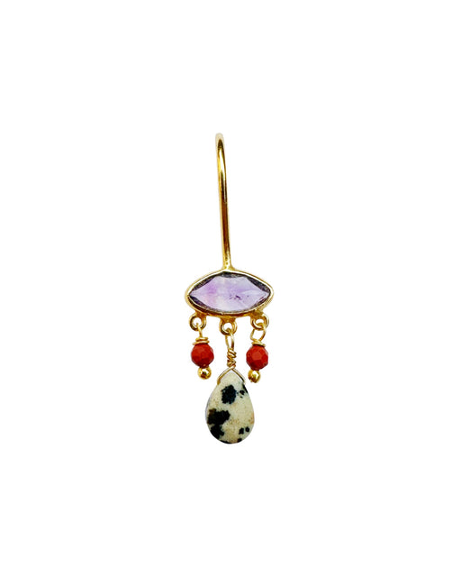 Boucle d’oreille en Laiton Doré et Pierre Semi-Précieuse P56